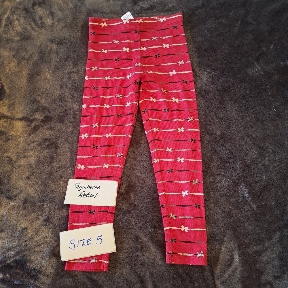 Gymboree girls size 5 pull on leggings with bow design